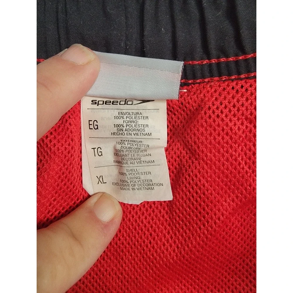 Speedo Swim Trunks Mens XL Red Board Shorts Volley Mesh Lined Cargo Pocket
